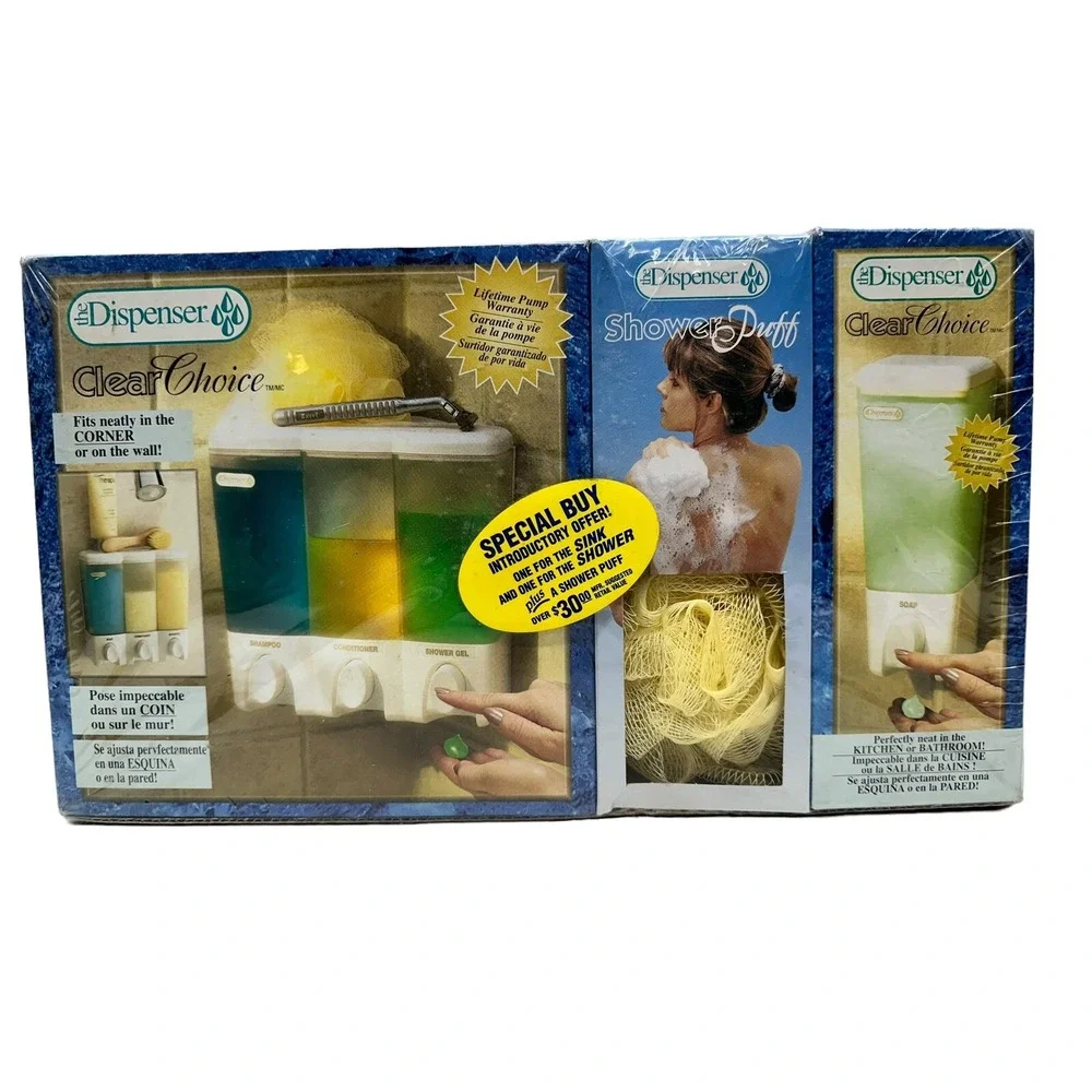 Shower Shampoo Soap Organizer The Dispenser Clear Choice 3-Section Bathroom Sink